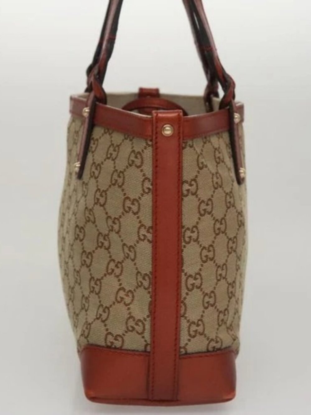 GUCCI GG Canvas Tote Bag Beige Brown Auth ep7226 - Picture 3 of 16